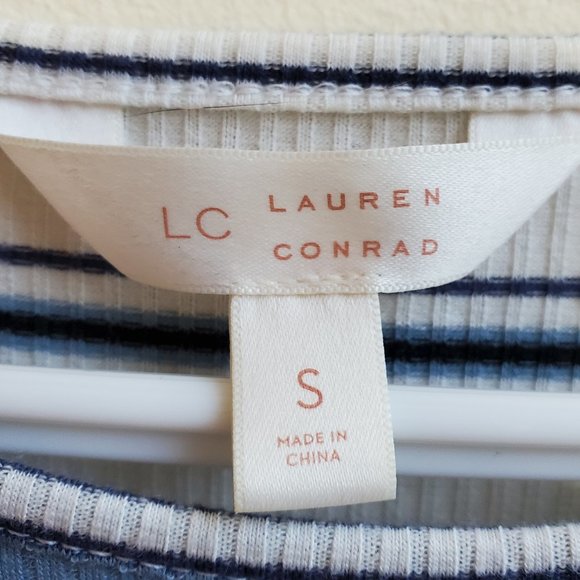LC Lauren Conrad Blue & White Striped Tie-Front Shirt Size Small - Picture 10 of 15